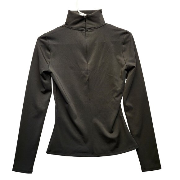 N:Philanthropy Women Casual Top Black Long Sleeve Mock Neck Cutout Ribbed S NWT! - Picture 2 of 15